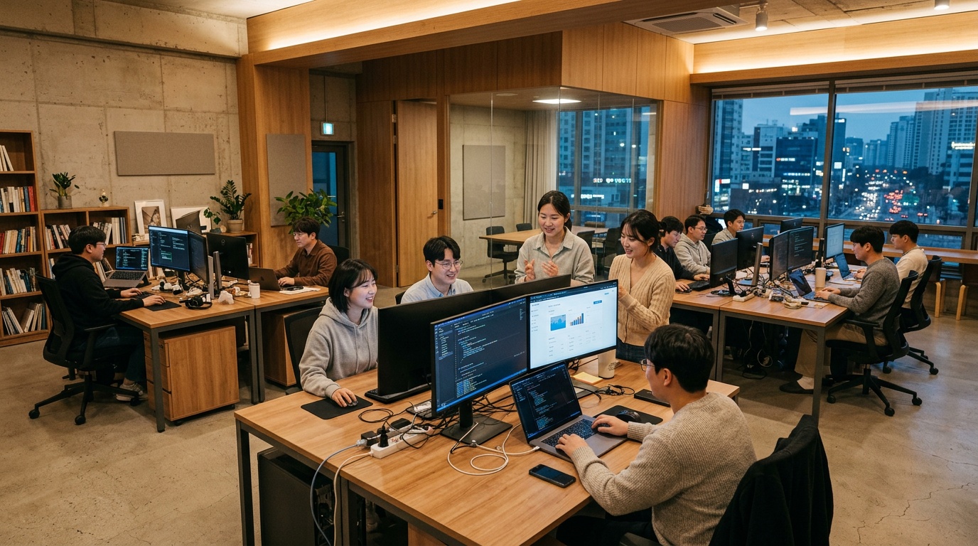 헤아림 오피스에서 함께 일하는 한국인 팀 전경