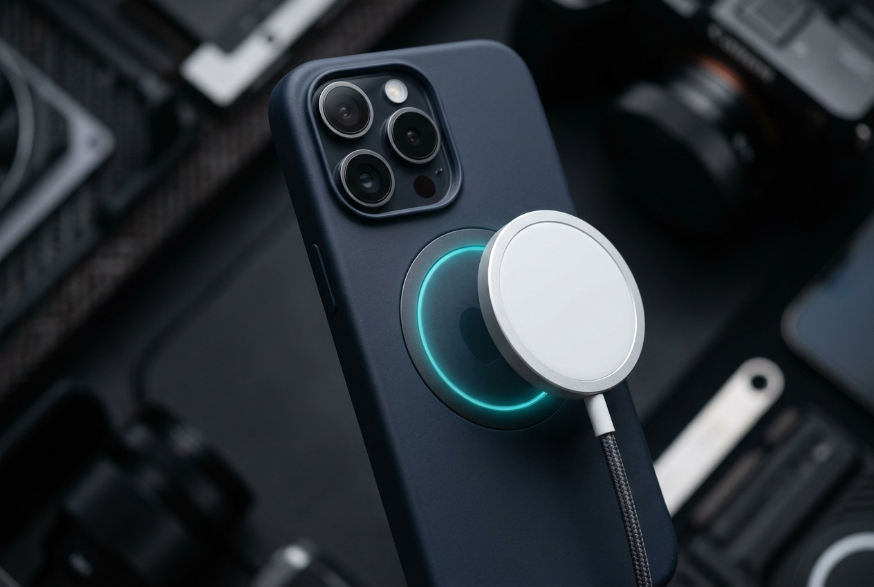 MagSafe 자석 충전기가 케이스 뒷면에 붙는 디테일