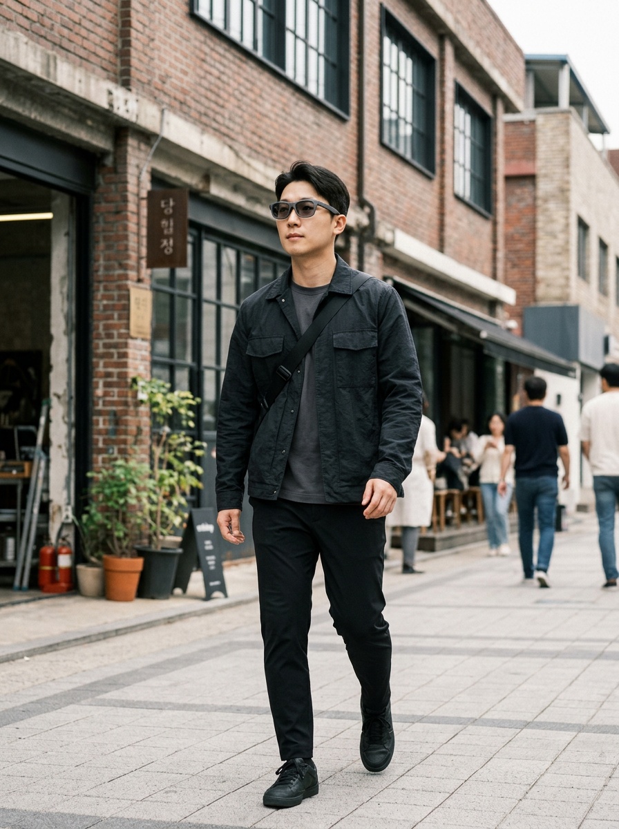 시야 글래스를 착용하고 도심을 걷는 한국인