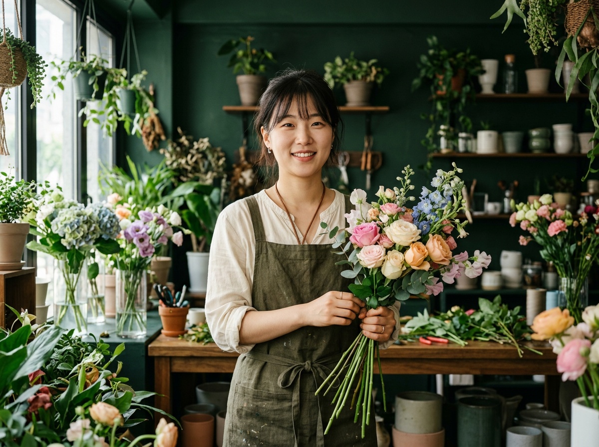 피움 아틀리에에서 꽃을 다듬는 손
